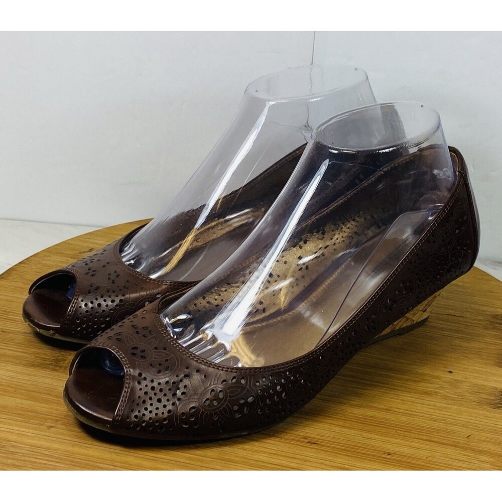 Kelly & Katie Open Toe Brown Wedge Platform Shoes 7.5